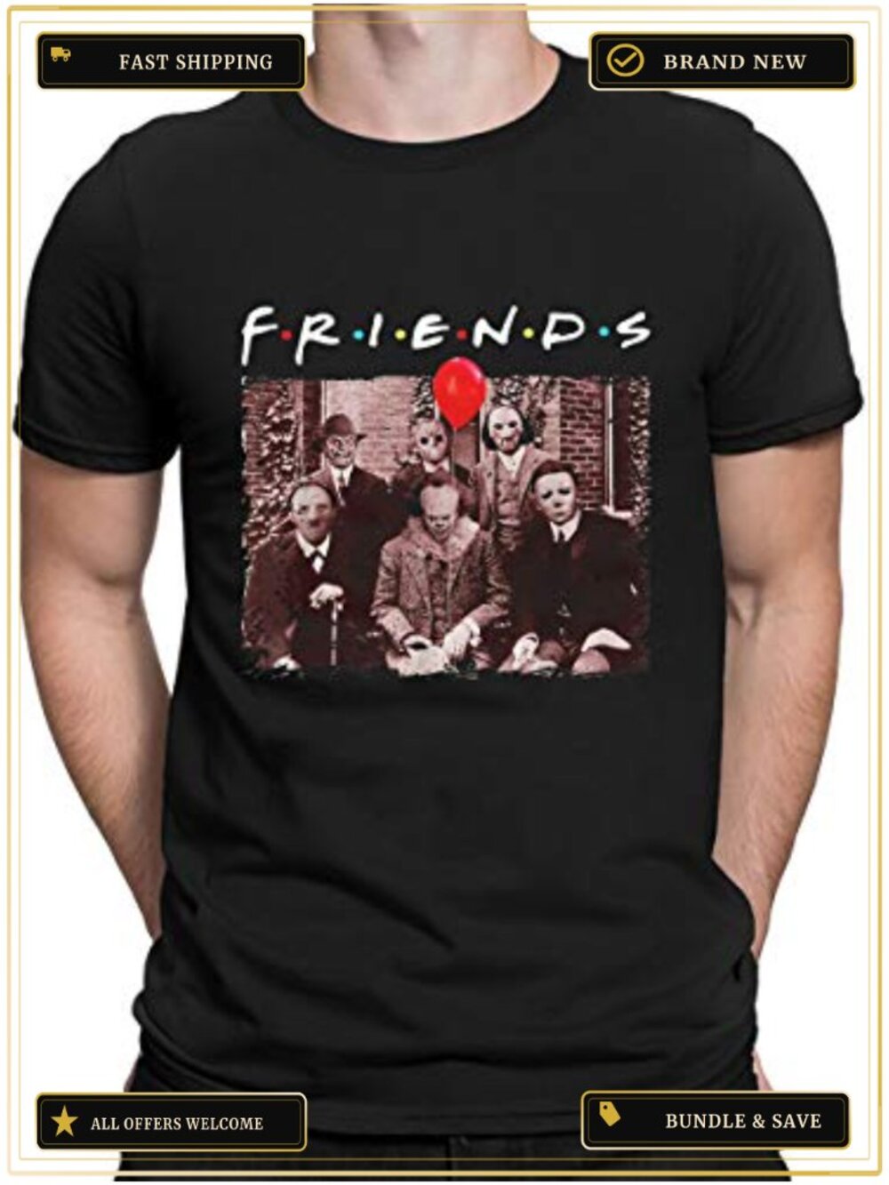 Michael Myers Horror Friends Halloween Graphic T-Shirt Short Sleeve